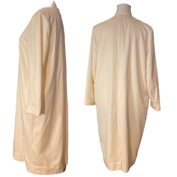 LEIGH Morgan- ivory 100% virgin wool 3/4 length sleeve midi shift dress size 10 - Picture 5 of 12